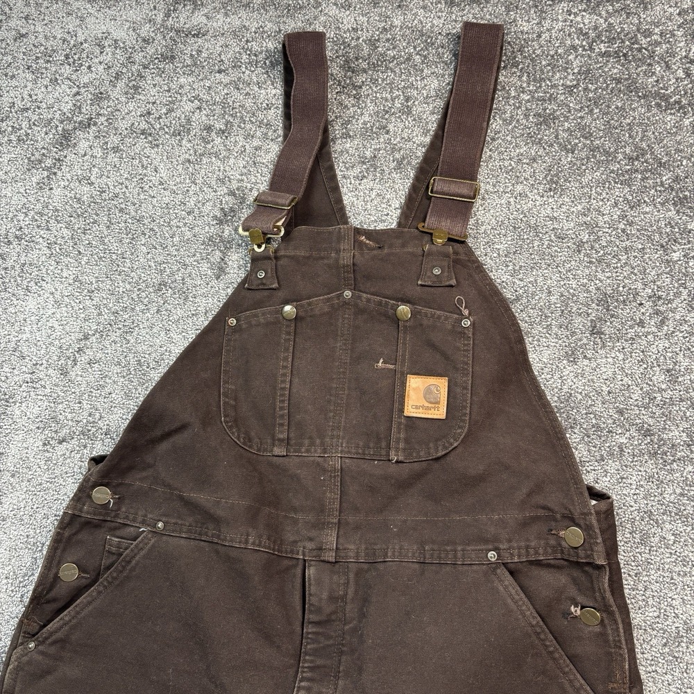 Vintage‎ Carhartt Bib Overalls Mens 40x32 Brown Canvas Quilted Insulated R27 DKB